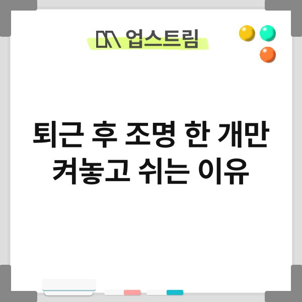 퇴근 후 조명 한 개만 켜놓고 쉬는 이유 8